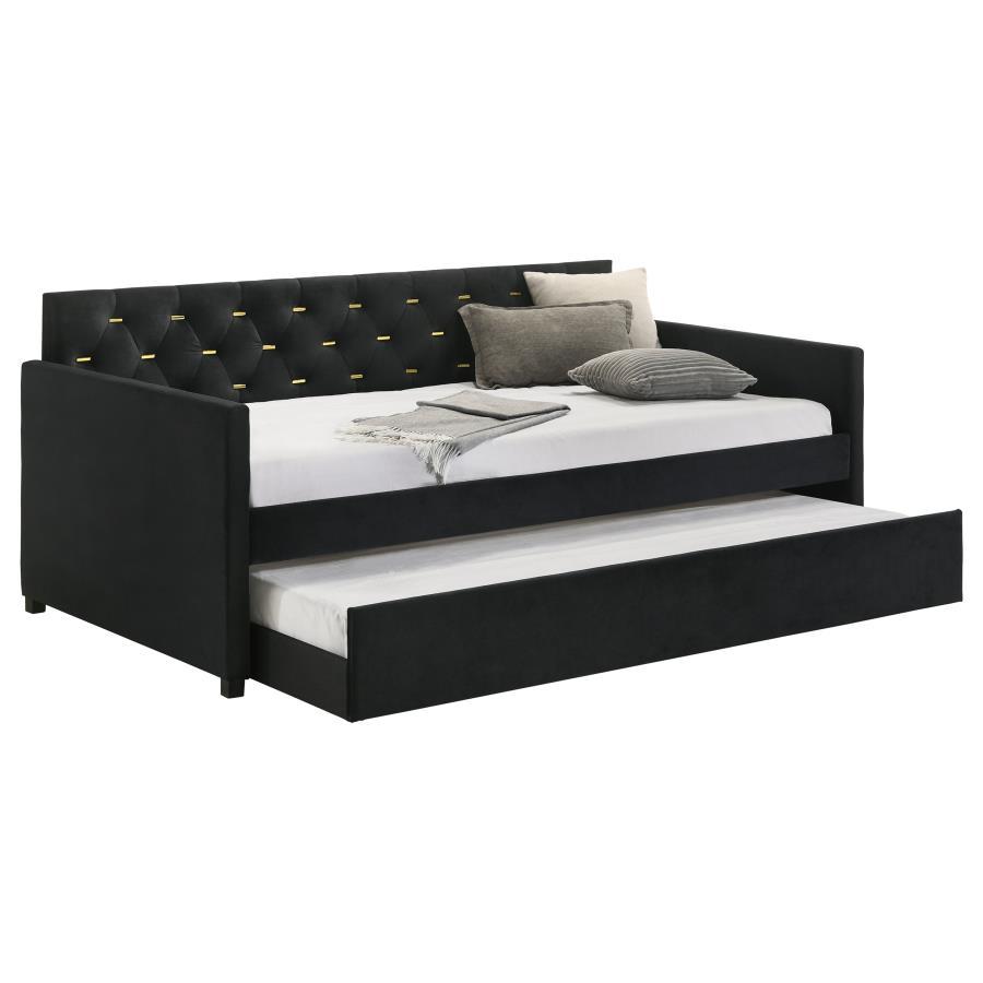 Contemporary, Modern Daybed w/Trundle Kendall Twin Daybed w/Trundle 300826-T 300826-T in Black Fabric