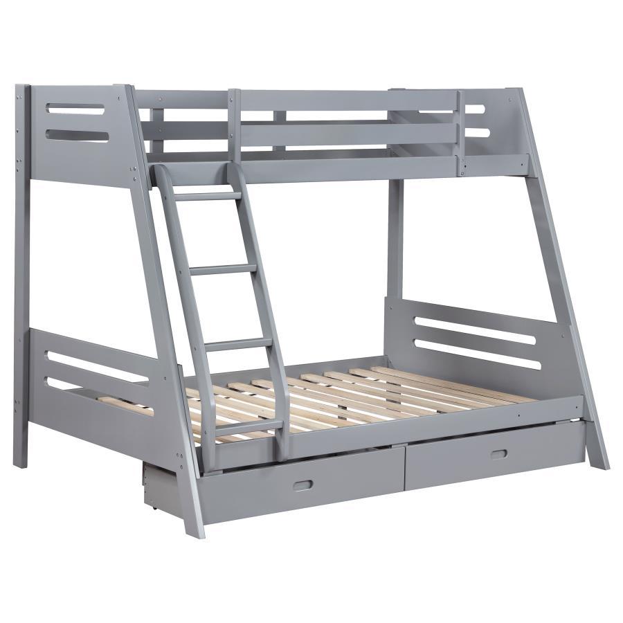 Modern Bunk Bed Trisha Twin Over Full Bunk Bed 460562TF 460562TF in Gray 
