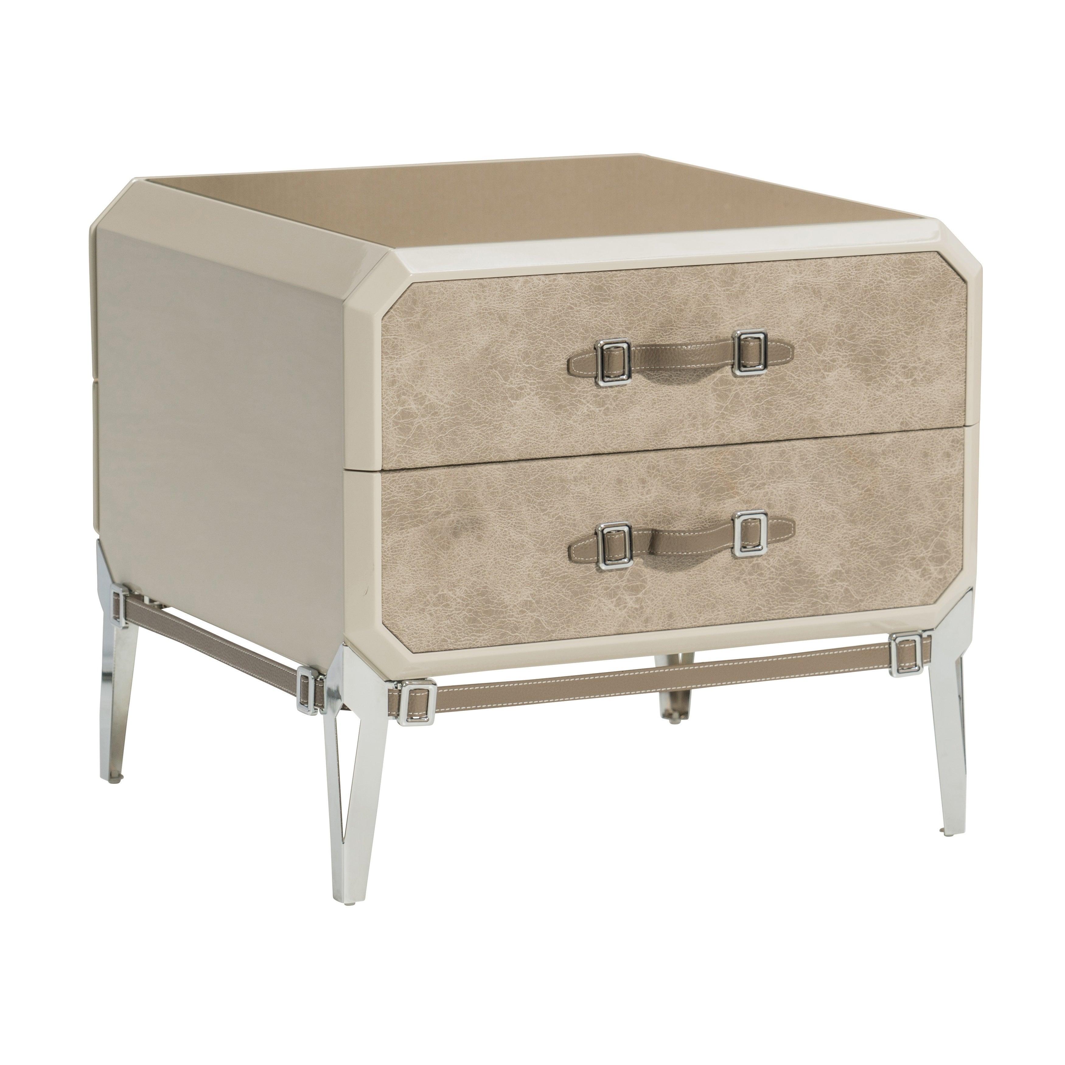 Contemporary, Modern Night Stand Kordal Kordal-27203 in Beige Leatherette
