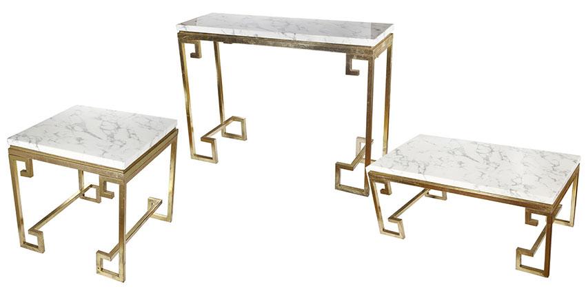 Contemporary, Modern Coffee Table End Table Console Table KIF40324 KIF40324-KIF40323-KIF40322-Set-3 in Chrome, Light Gray, Gold 