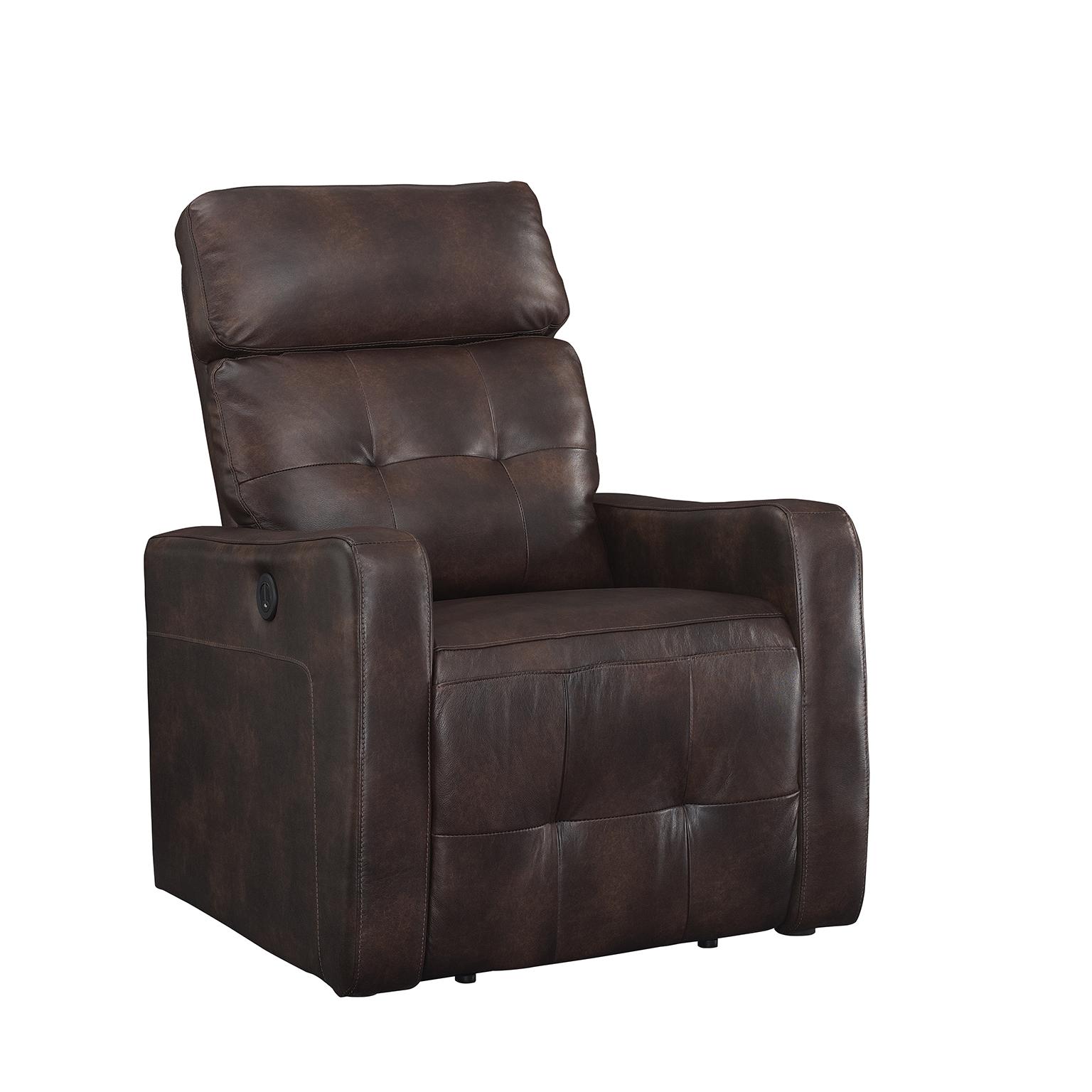 Contemporary Reclining Chair Elsa ELSA-Brown-PRC-1 in Brown Leather Match