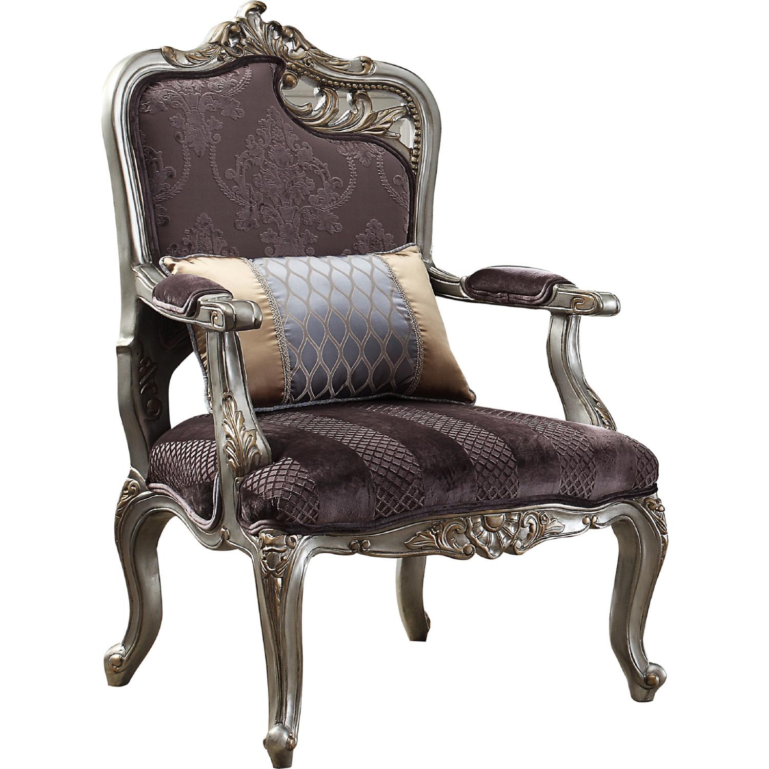 

    
Accent Chair Set 2 Fabric & Antique Pliatinum Picardy II 53466 ACME Traditional
