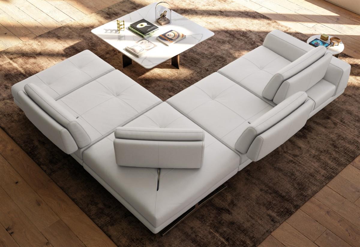 Contemporary, Modern Sectional Sofa HK - BELLAGIO SECTIONAL FL *WHITE 30 ROYAL RAF CHAISE VGDDBELLAGIO-WHT in White Full Leather