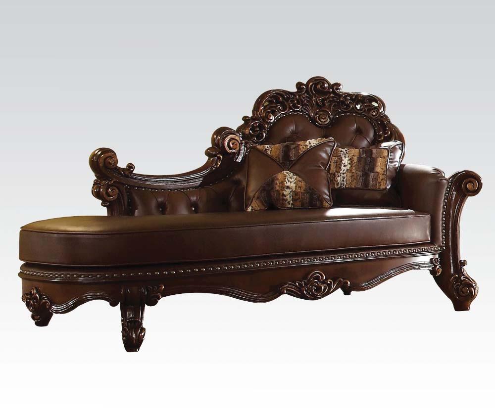 

    
Brown Cherry Faux Leather Tufted Chaise Lounge Acme Furniture 96491 Vendome
