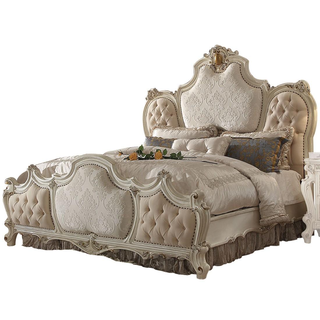 Classic, Traditional Panel Bed Picardy-26877EK Picardy-26877EK in Pearl, Antique Fabric