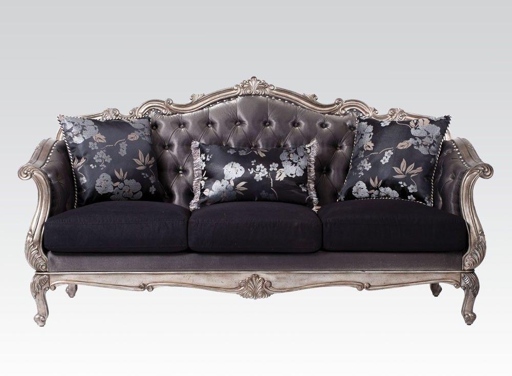 

    
Silver Gray & Antique Platinum Sofa Set 3Pcs Traditional Acme 51540 Chantelle
