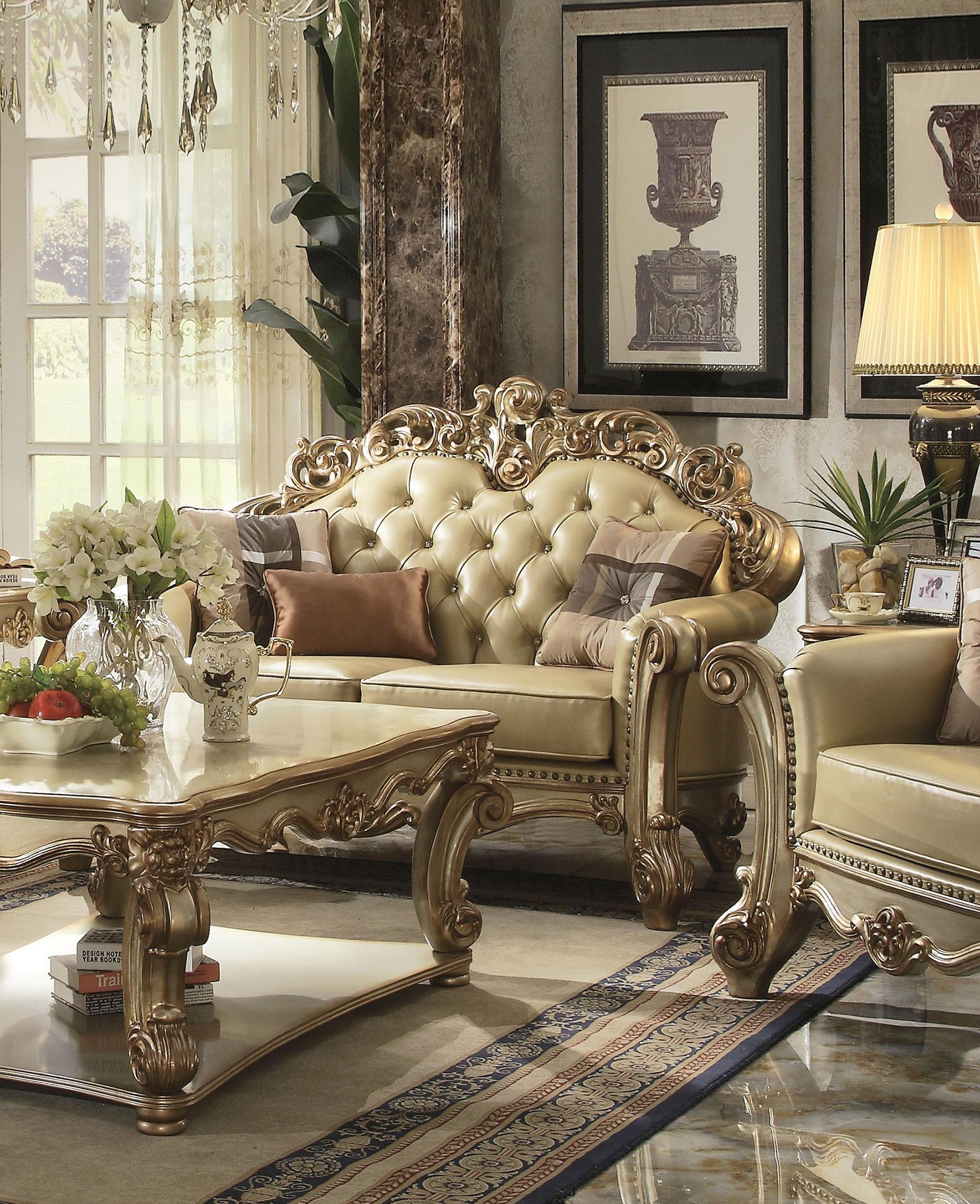

        
0840412530005Bone PU & Gold Patina Sofa Set 5Pcs Vendome-53000 Acme Traditional Victorian
