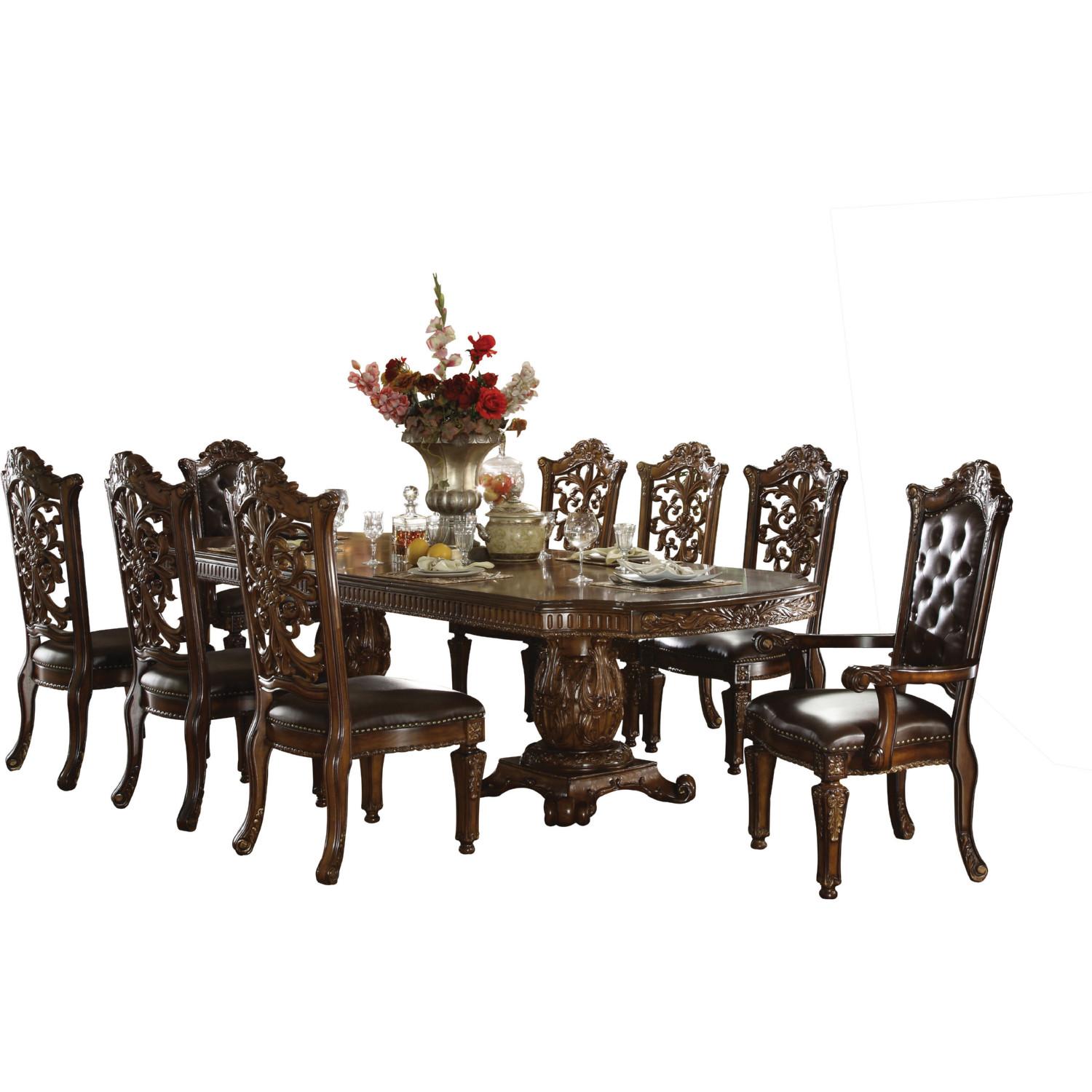 Classic, Traditional Dining Table Set Vendome 60000 60000 Vendome-Set-7 in Cherry Leather