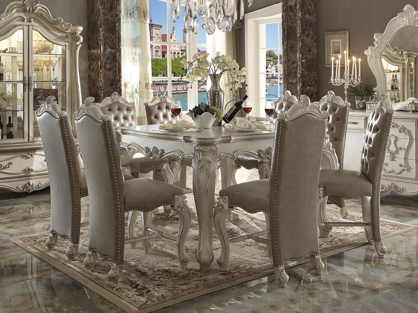 Classic, Traditional Counter Dining Set Versailles  61150 61152 61150-5PC in White, Gray Polyurethane