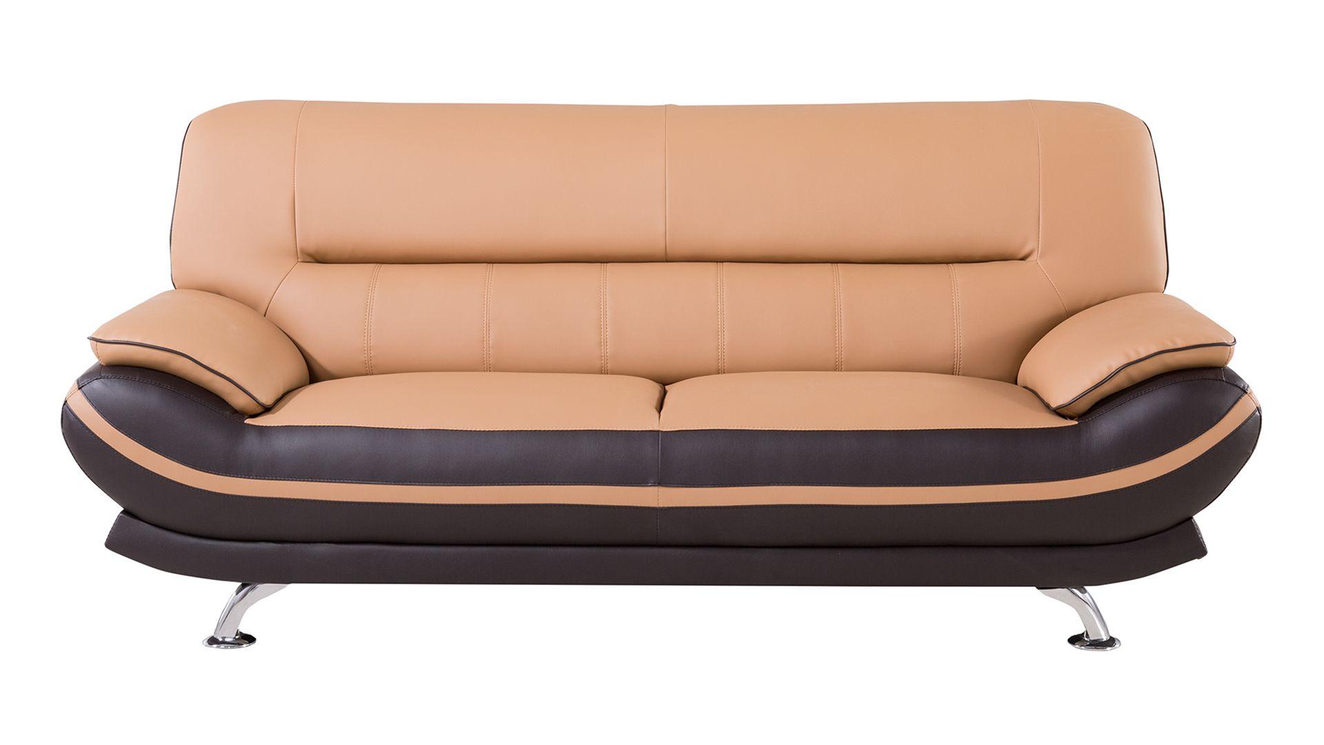 

    
Yellow & Brown Faux Leather Sofa Set 3Pcs AE709-YO.BR American Eagle Modern
