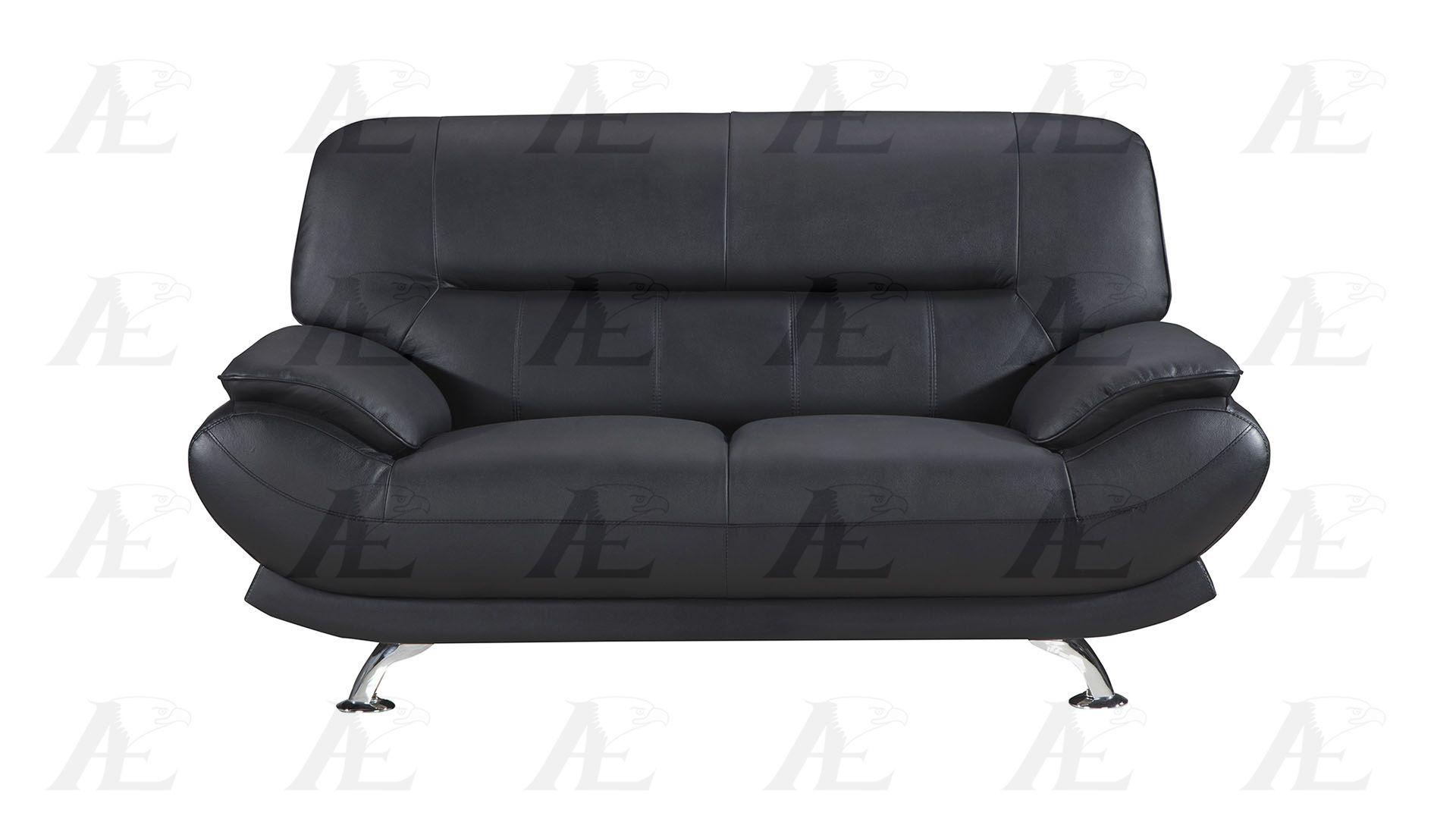 

    
 Order  Black Genuine Leather Sofa Set 3Pcs EK-9118-BK-SF American Eagle Modern
