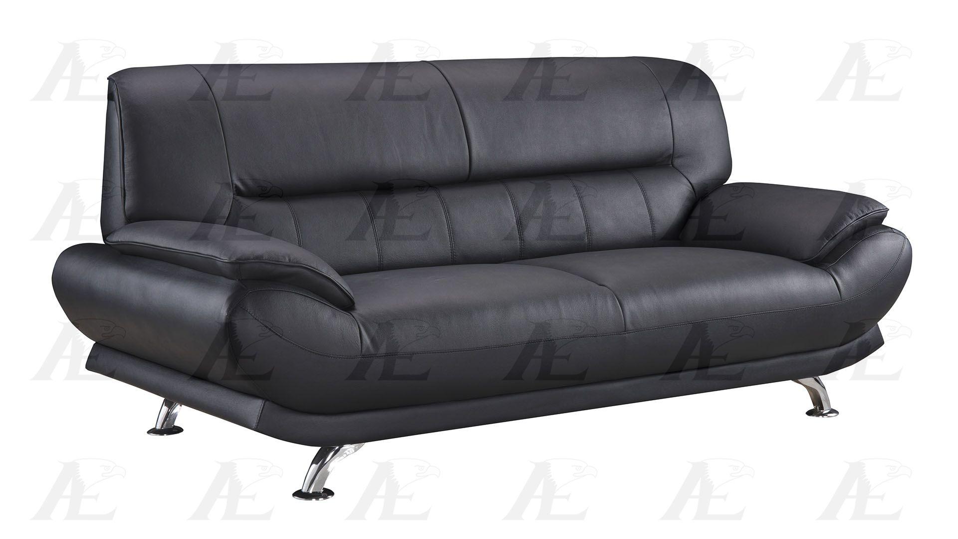 

        
00656237666719Black Genuine Leather Sofa Set 3Pcs EK-9118-BK-SF American Eagle Modern
