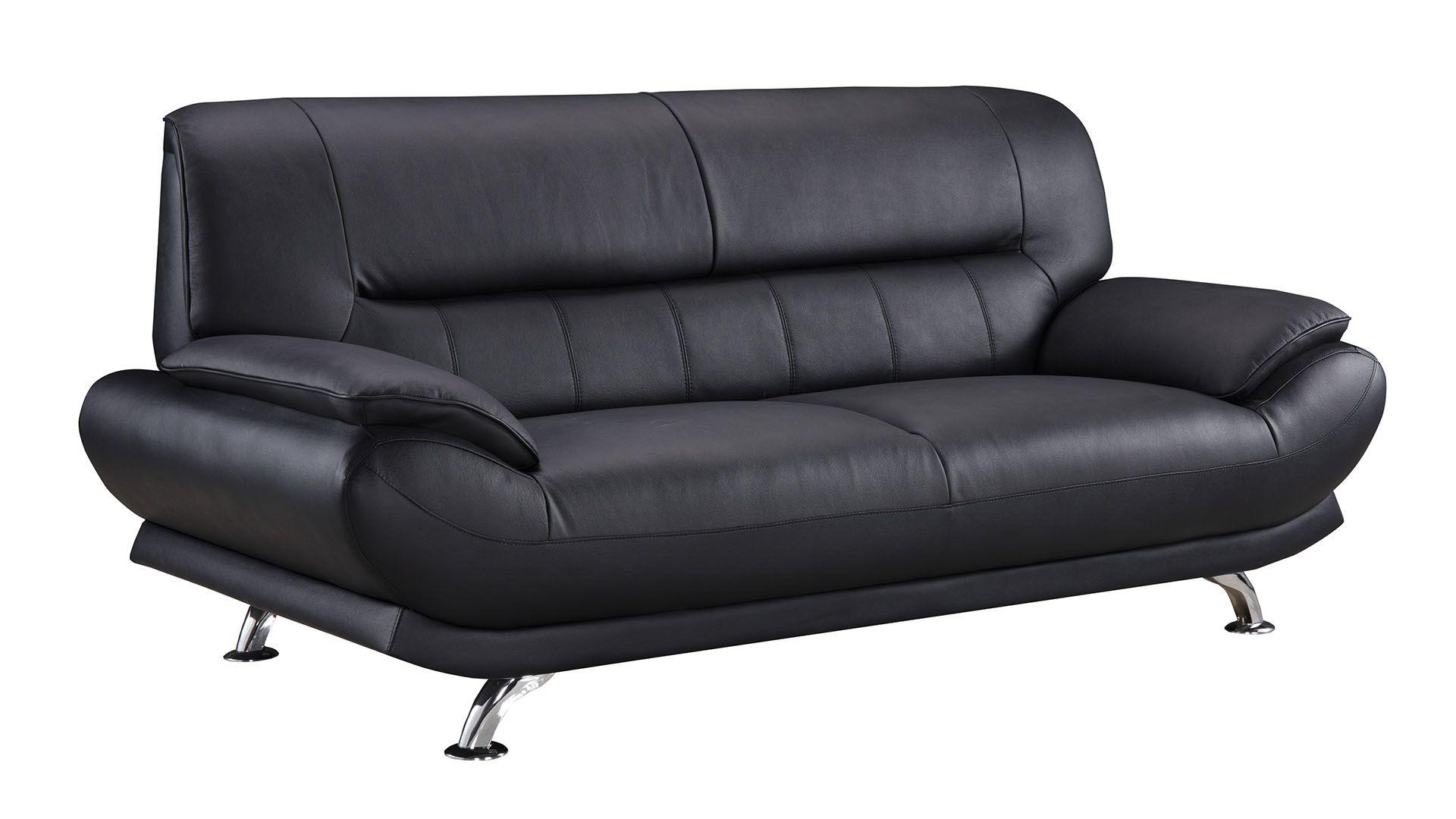 

    
Black Genuine Leather Sofa Set 3Pcs EK-9118-BK-SF American Eagle Modern
