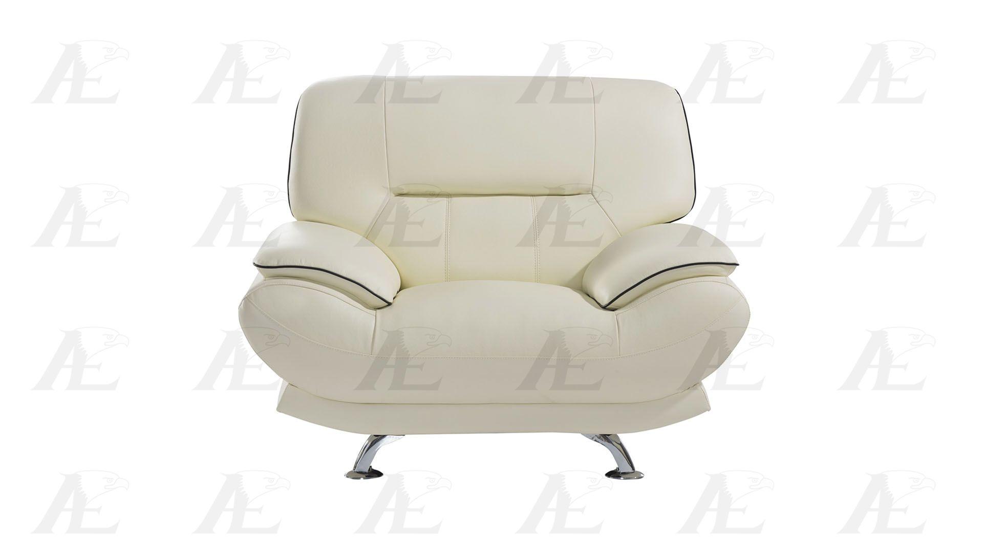 

    
 Shop  Ivory Genuine Leather Sofa  Set 3Pcs American Eagle EK-9118-IV-SF Contemporary
