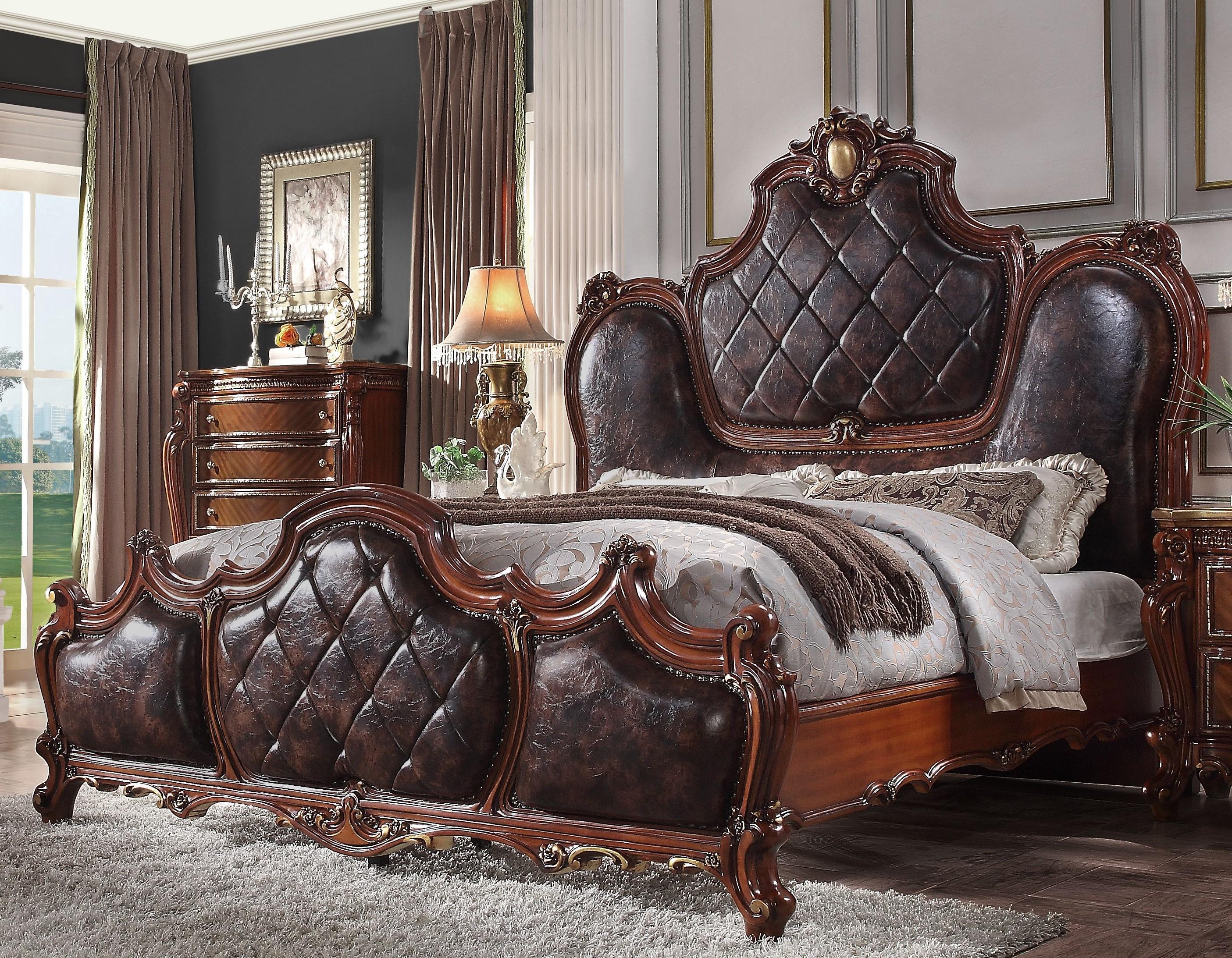 

    
Antique Cherry Oak Tufted King Bed Picardy-28237EK Acme Classic Traditional

