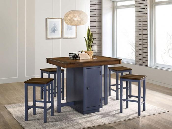 

                    
Furniture of America CM3493PT-5PK Azurine Dining Table Set Blue  Purchase 
