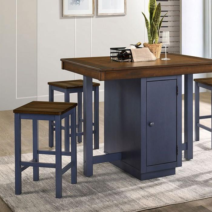 

    
Antique Dark Oak & Muted Blue Counter Dining Set 5pcs Furniture of America CM3493PT-5PK Azurine
