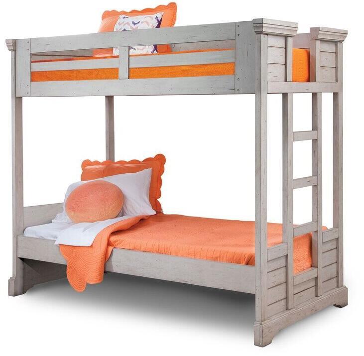 Classic, Traditional Twin Bunk Bed 7820 STONEBROOK 7820-33BNK in Antique, Gray 