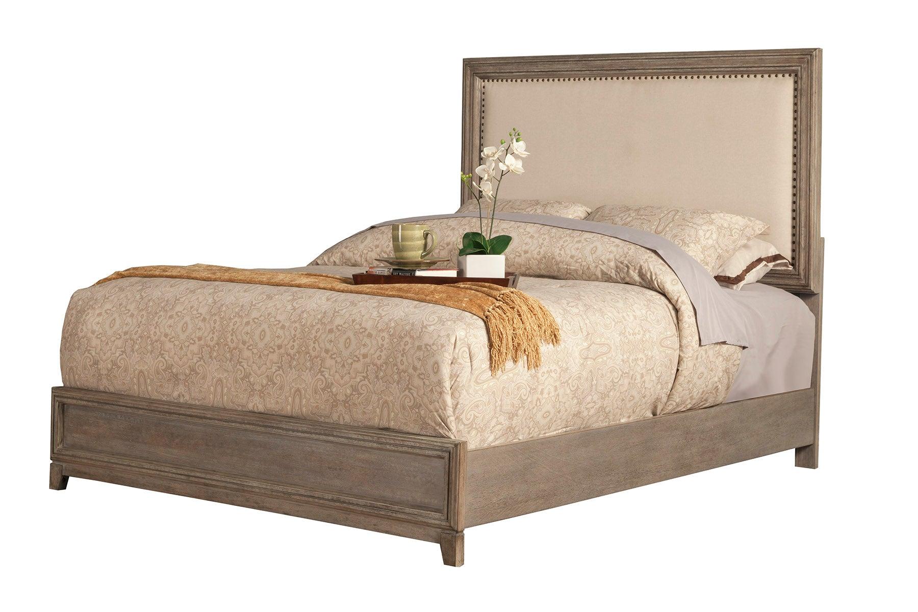 

    
Antique Grey King Upholstered Panel Bed CAMILLA ALPINE Modern Traditional
