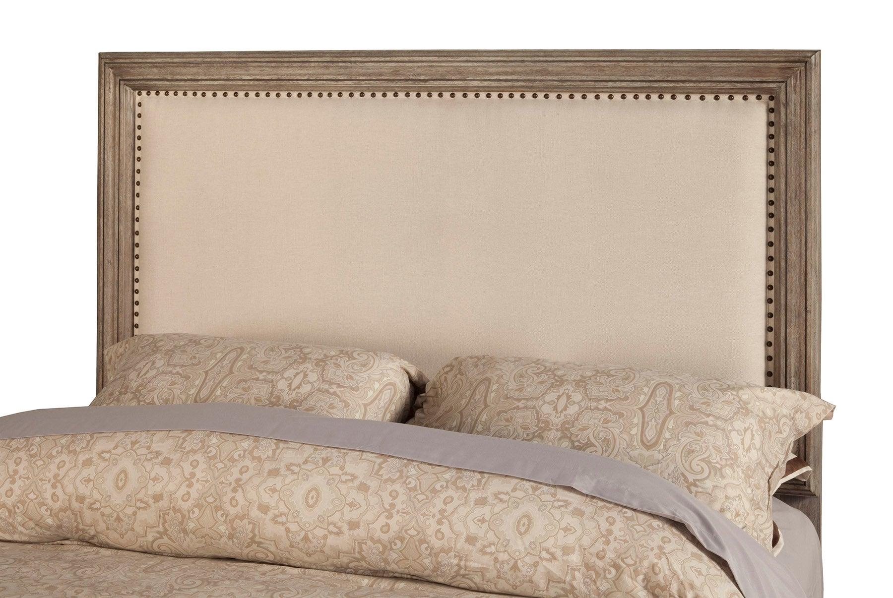 

    
Antique Grey King Upholstered Panel Bed CAMILLA ALPINE Modern Traditional
