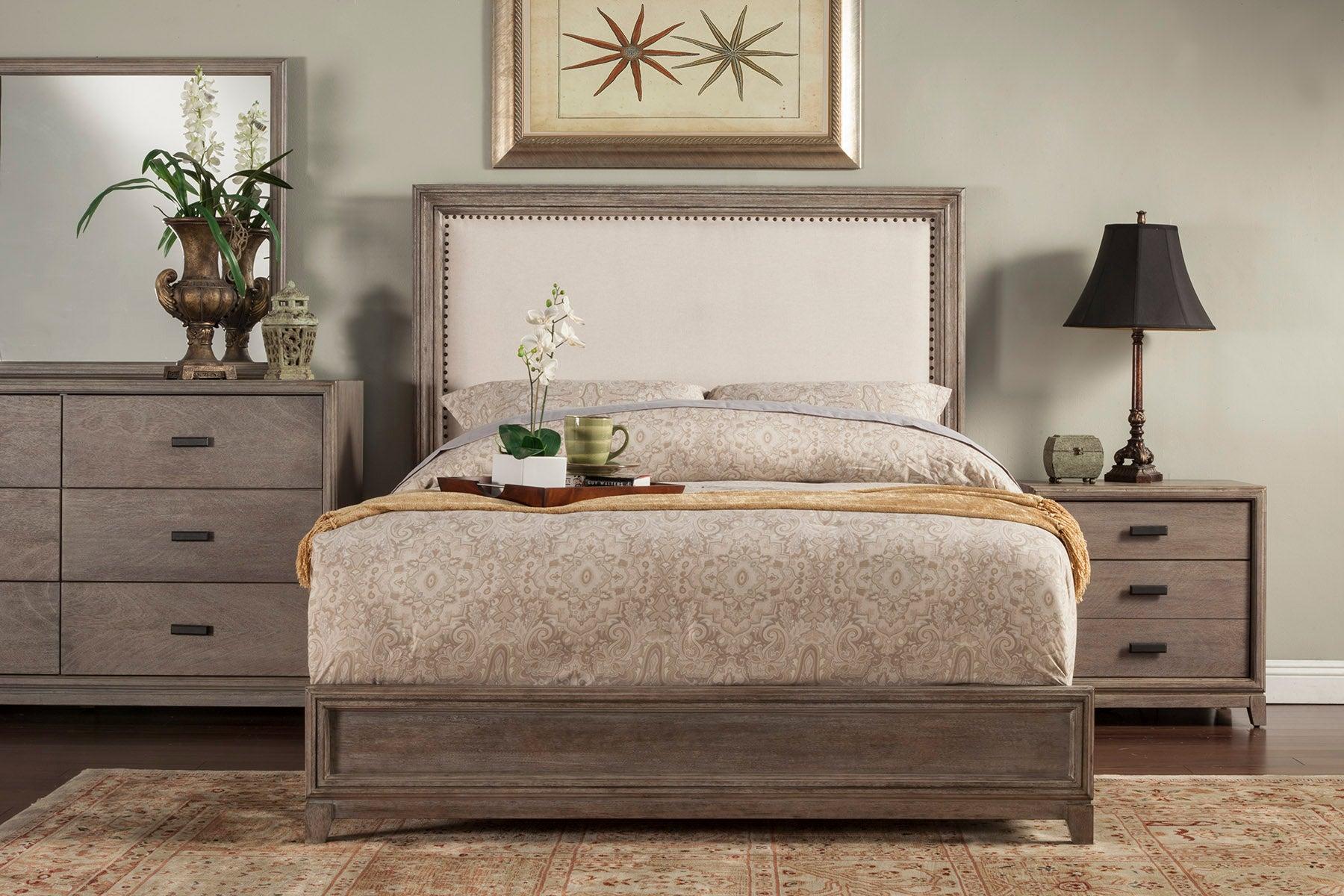 

        
Alpine Furniture CAMILLA Panel Bed Gray Fabric 812702021043
