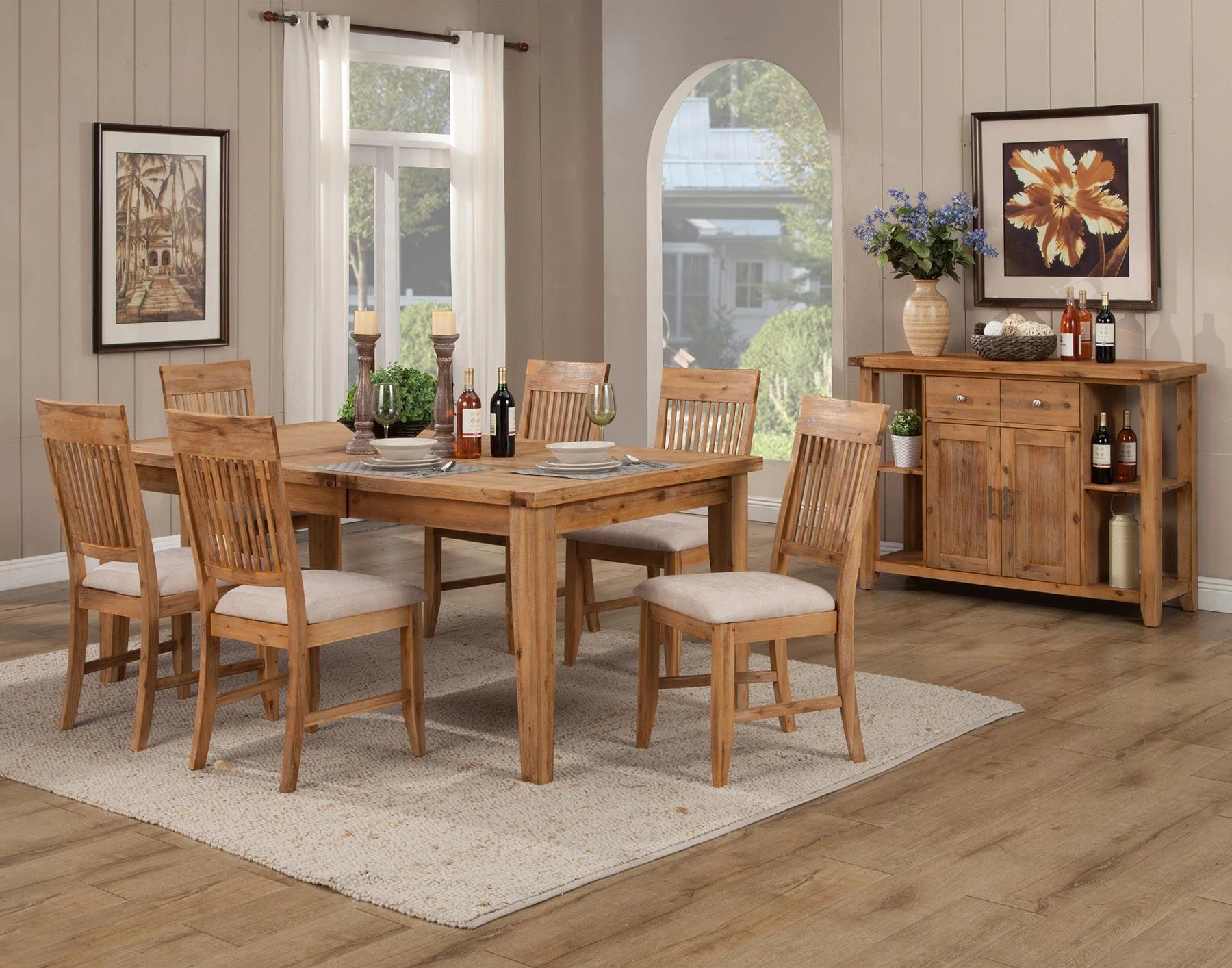 Modern, Traditional Dining Table Set ASPEN 8812-01-Set-7 in Natural Fabric