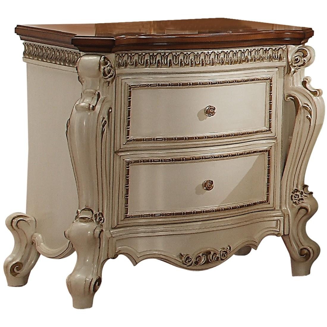 

    
Antique Pearl & Cherry Oak 2 Drawers Night Stand Picardy 26903 Acme Classic
