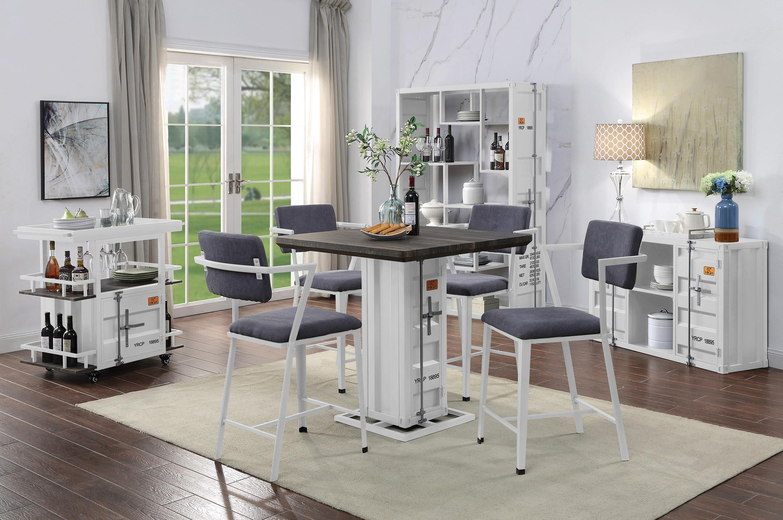 Modern, Urban Dining Table Set Cargo 77885-6pcs in Antique White Fabric
