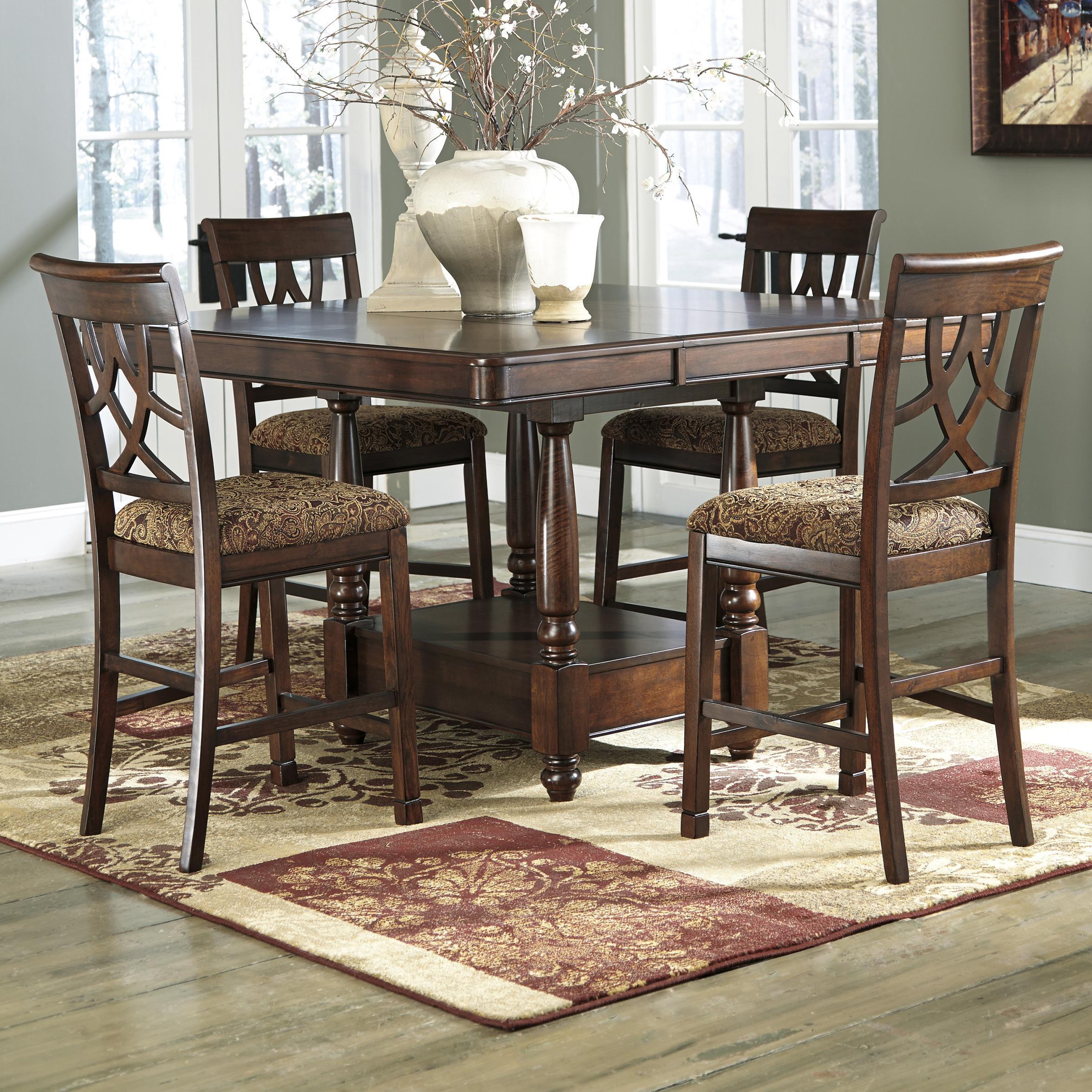 

    
Ashley Leahlyn D436 Dining Room Set 5pcs in Medium Brown Counter height
