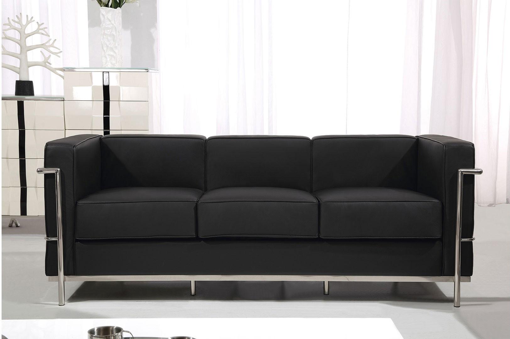 

    
At Home USA Nube Black Leather Living Room Sofa Set 3Pcs Contemporary Modern
