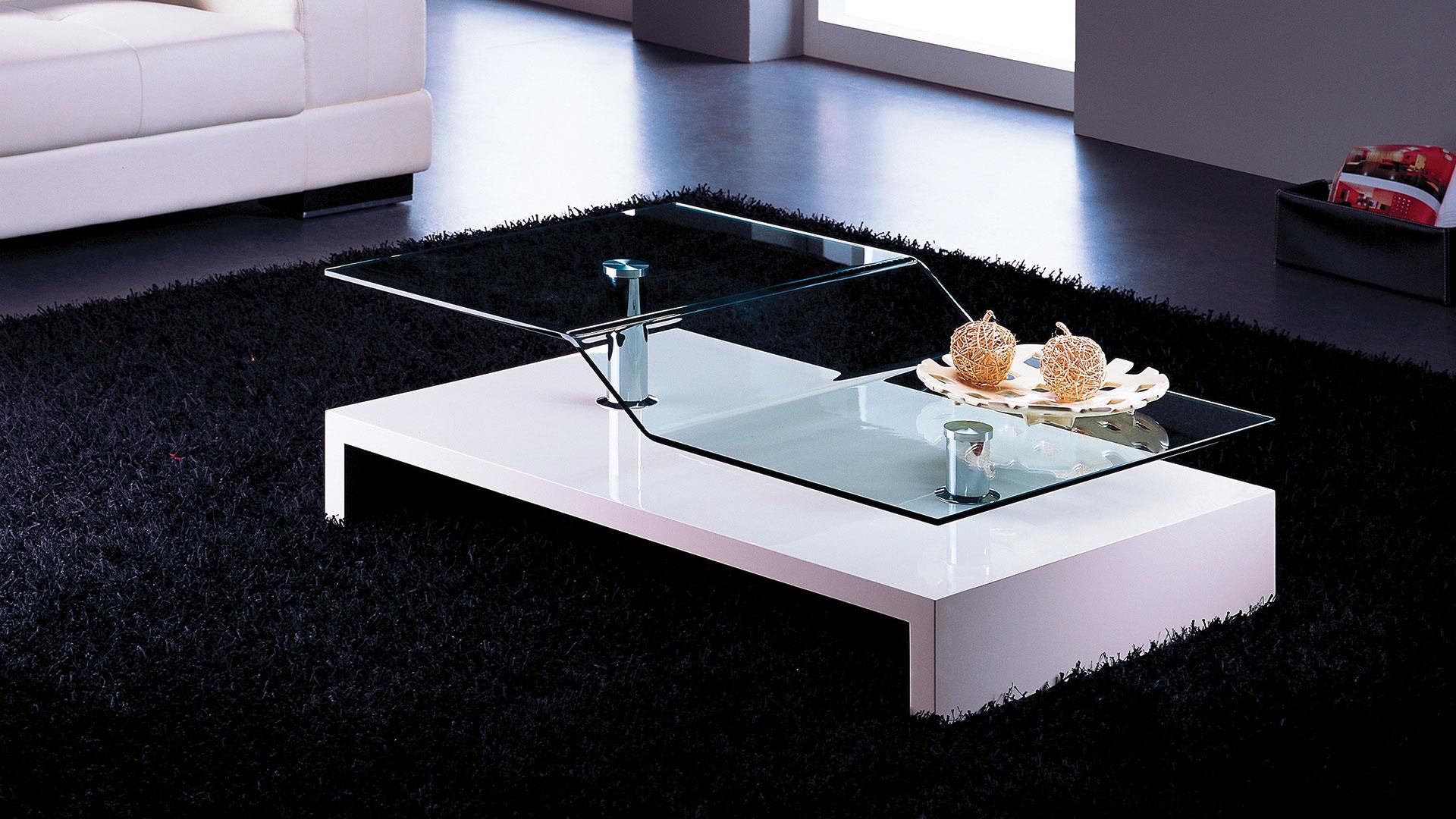 

    
At Home USA Quatro Coffee Table in White Chrome Posts Modern Style
