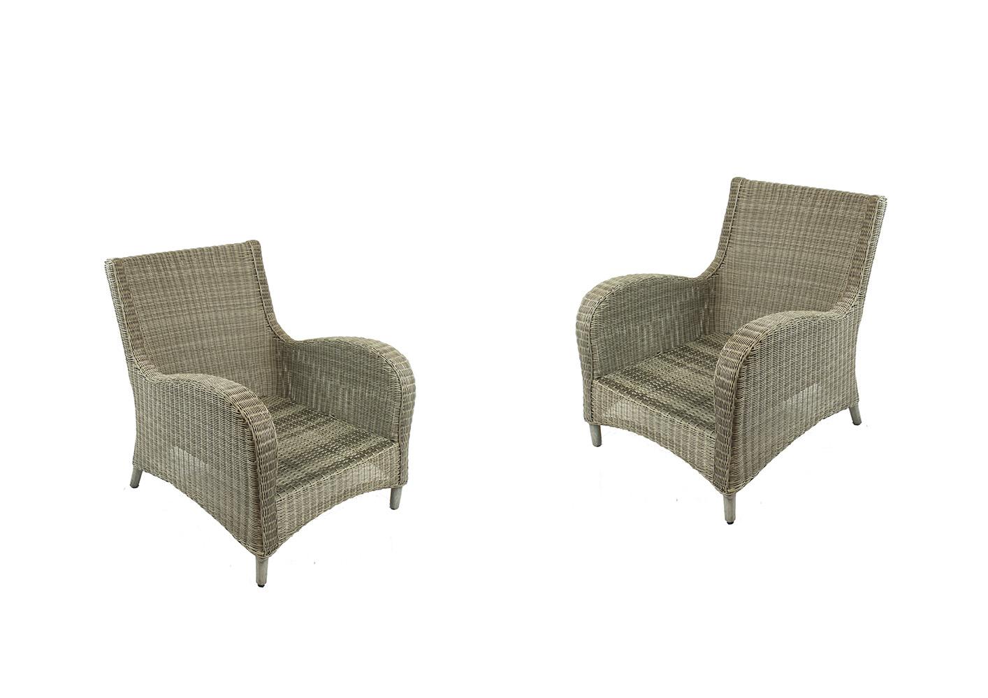 Contemporary Patio Club Chair Athena ATCC-Set-2 in Natural, Gray Wicker