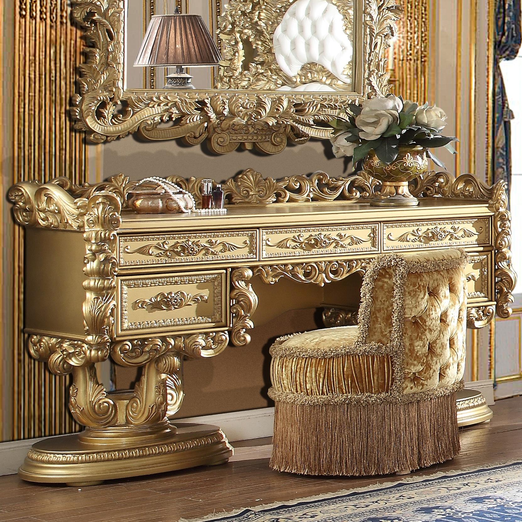 

    
Baroque Rich Gold Vanity Dresser Carved Wood Traditional Homey Design HD-8086
