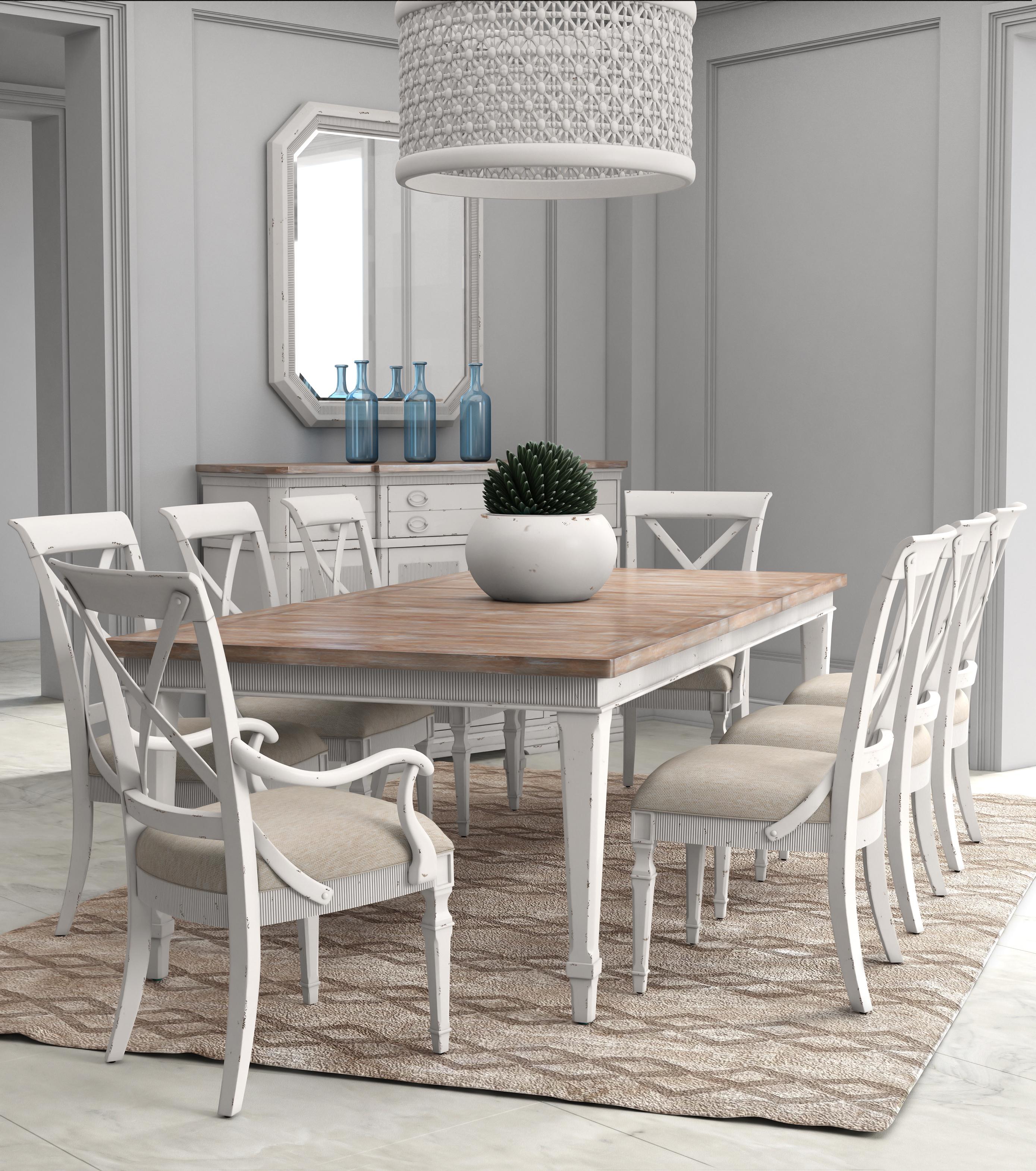 Urban, Farmhouse Dining Table Set Palisade 273220-2908-9pcs in Light Brown, Beige Fabric