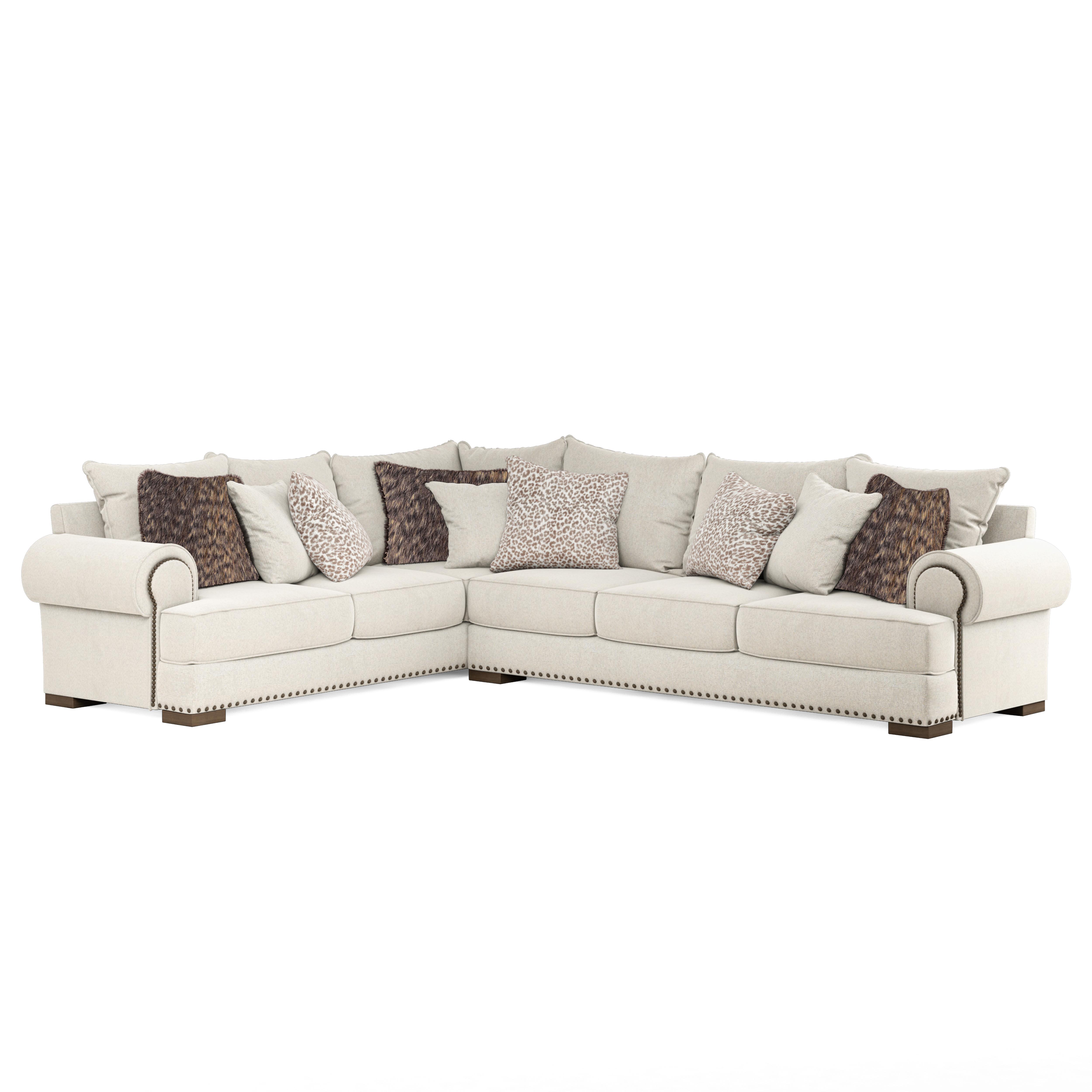 Modern, Traditional Sectional Sofa Scully Berens 780529-5012C7S2 in Brown, Beige Fabric