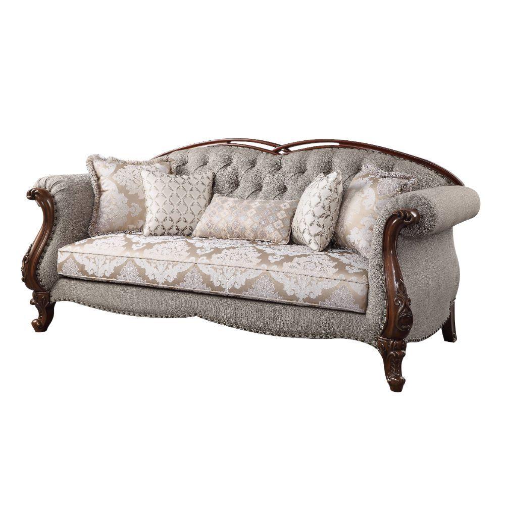 

    
Beige Fabric & Cherry Wood Sofa Set 2 Pcs Miyeon 55365 ACME Traditional Classic
