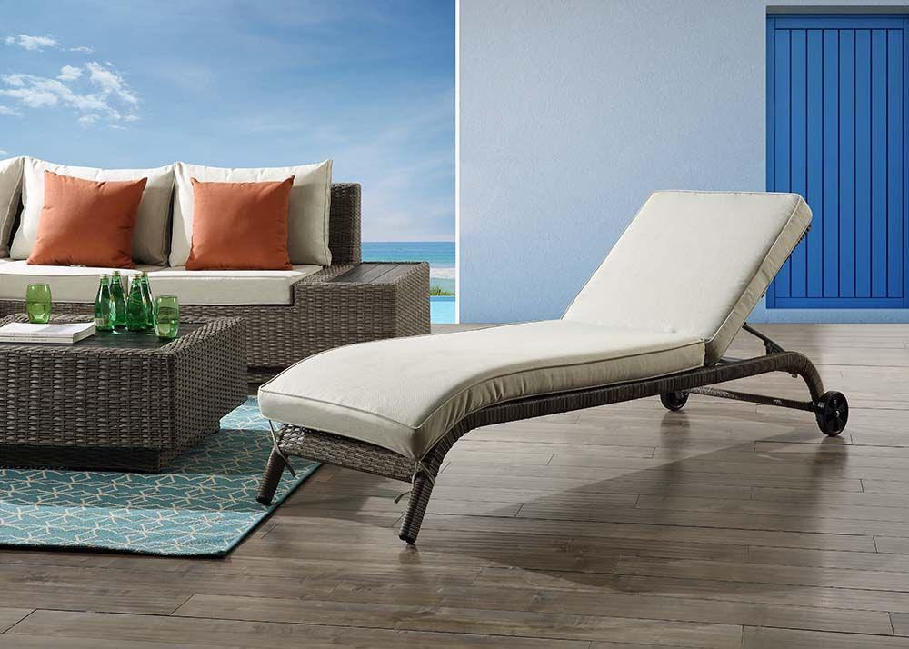 

    
Beige Fabric & Gray Finish Patio Outdoor Lounge Chair by Acme Furniture Salena OT01094
