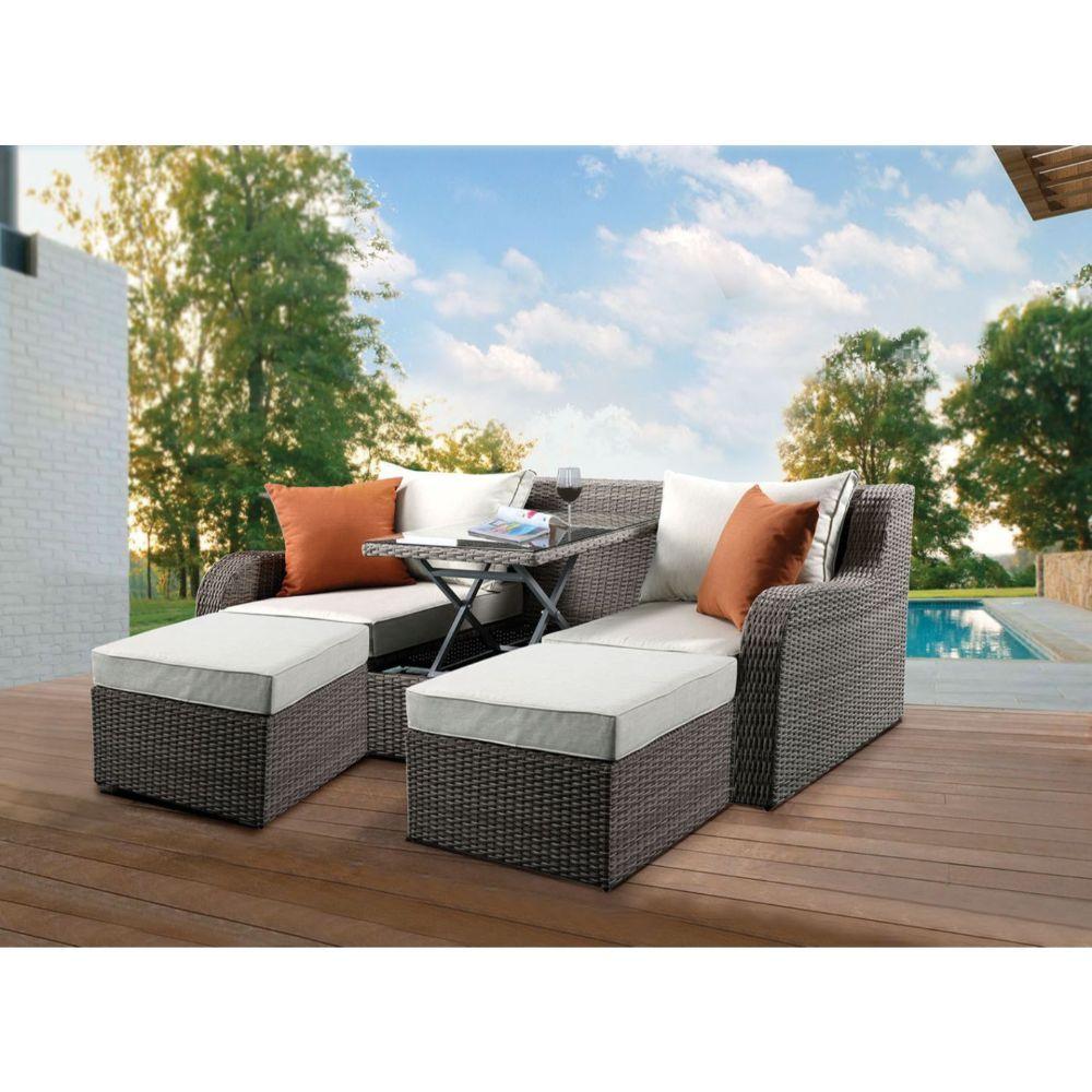 Modern Patio Sectional Set 45010 Salena 45010 in Gray 