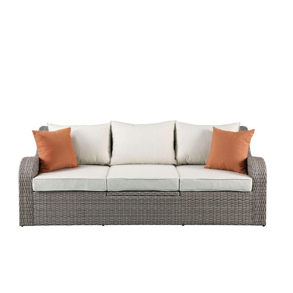 

    
Beige Fabric & Gray Wicker Patio Sofa & Ottoman by Acme Furniture Salena 45010
