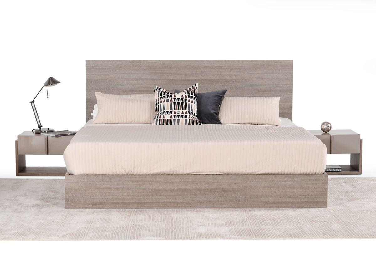 Contemporary, Modern Panel Bed Marcela VGACMARCELA-BED in Gray, Beige 