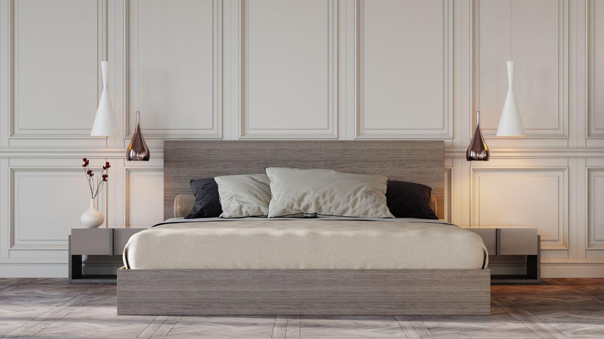 Contemporary, Modern Panel Bedroom Set Marcela VGACMARCELA-BED-Q-3pcs in Gray, Beige 