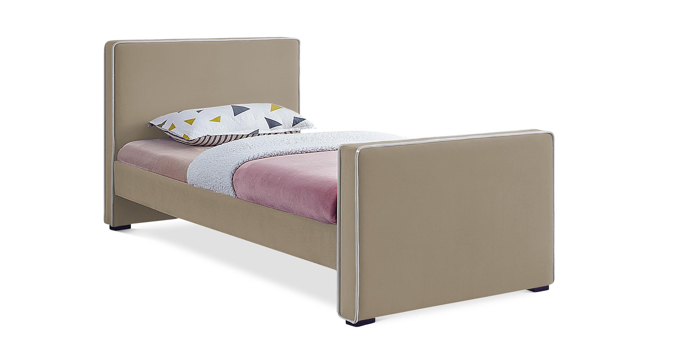 

    
Beige Velvet Twin Bed DILLARD DillardBeige-T Meridian Contemporary Modern
