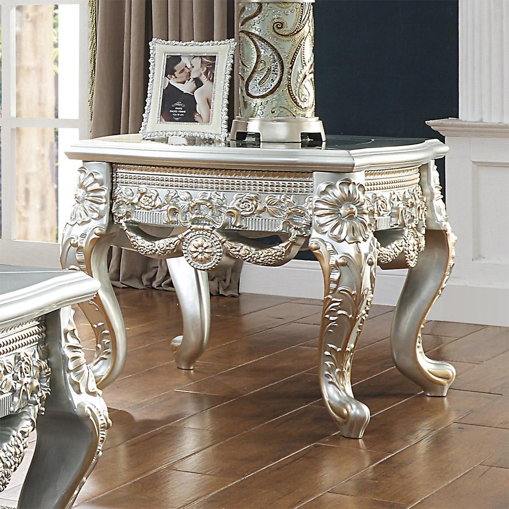 

    
Belle Silver & Gold Highlight End Table  Homey Design HD-905BS
