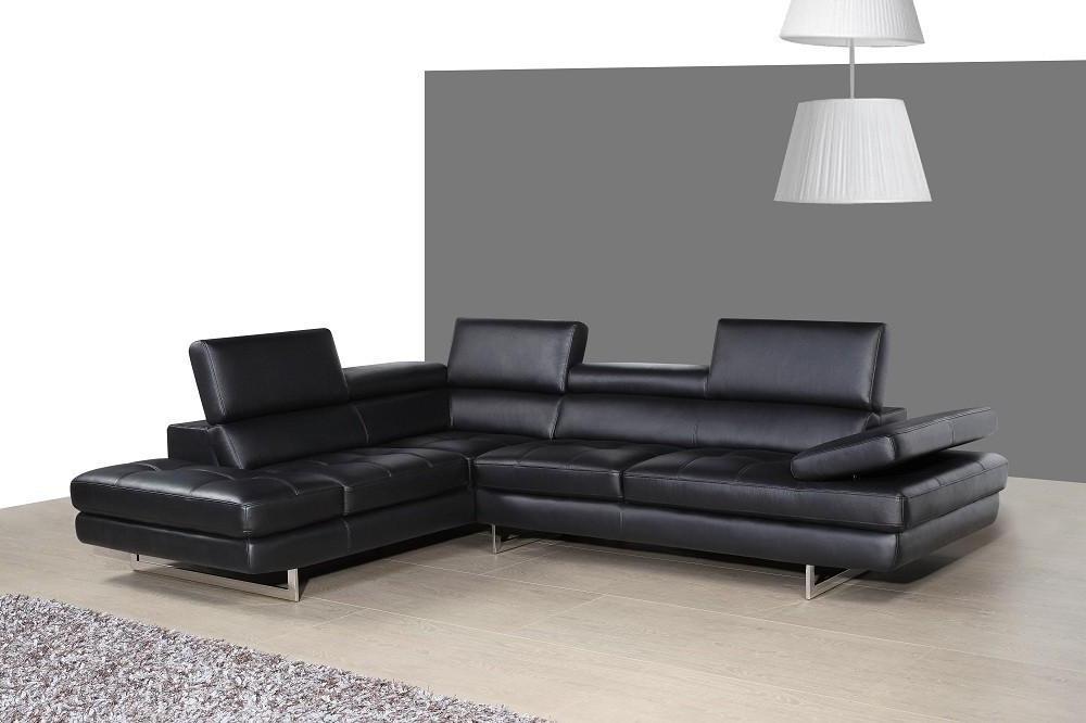 

    
Black Full Top Grain Leather Italian Sectional Sofa LHC Modern J&M A761
