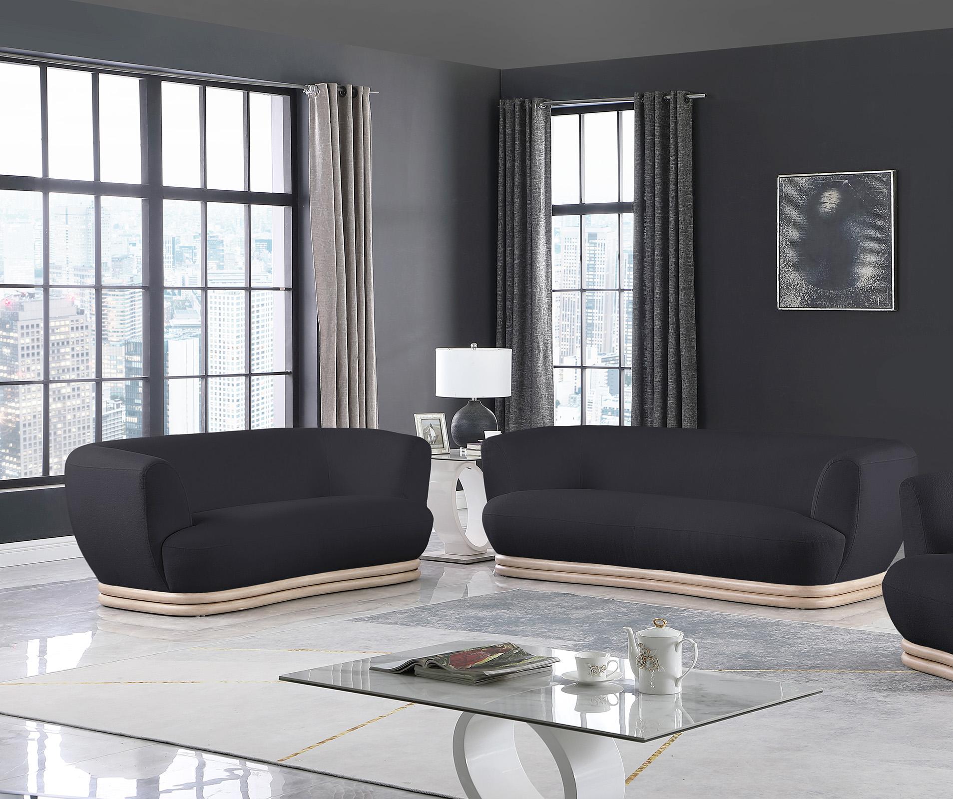 Contemporary, Modern Sofa Set KIPTON 648Black 648Black-S-Set-2 in Black 