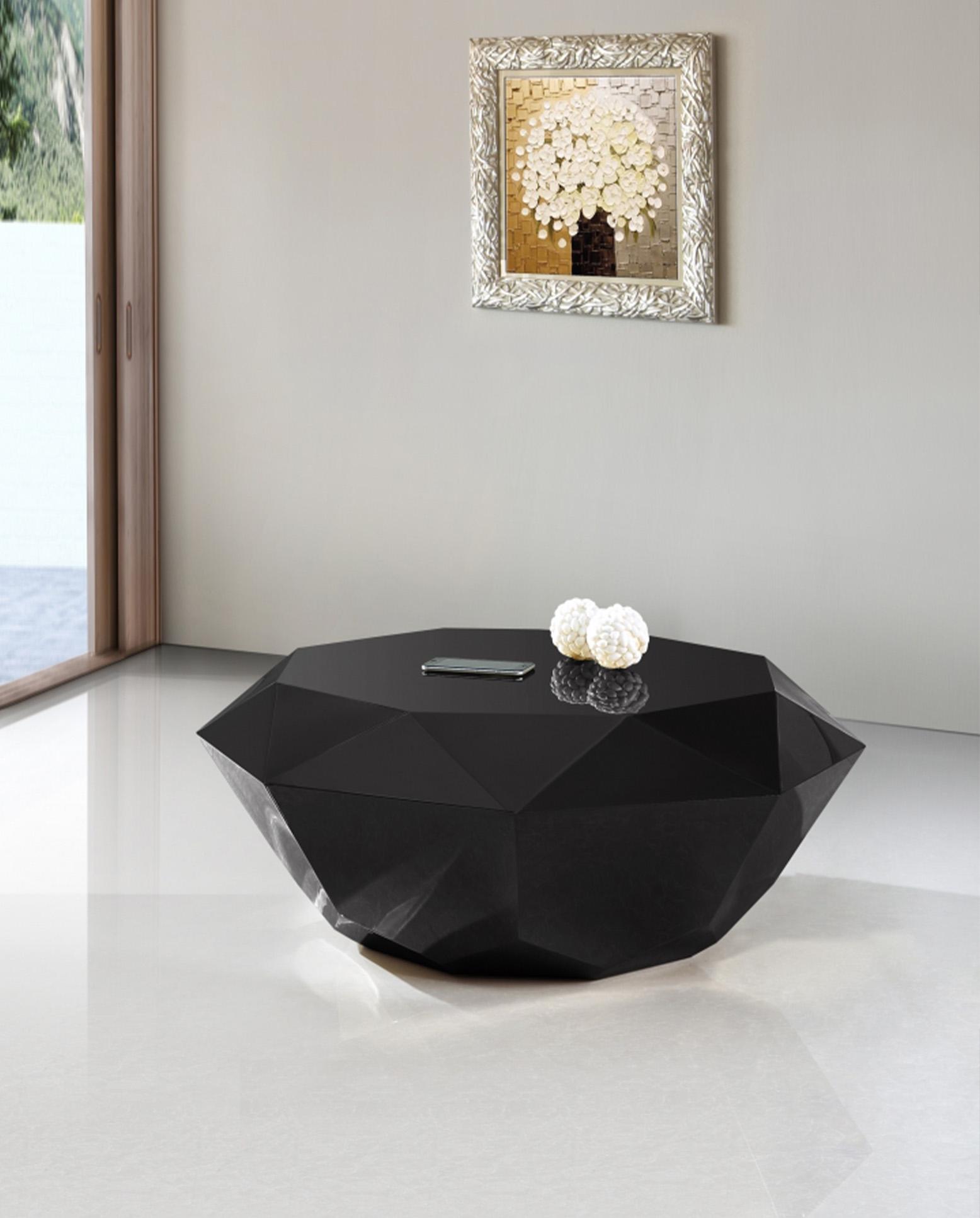 Contemporary Coffee Table Gemma 222Black-C 222Black-C in Black Stainless Steel