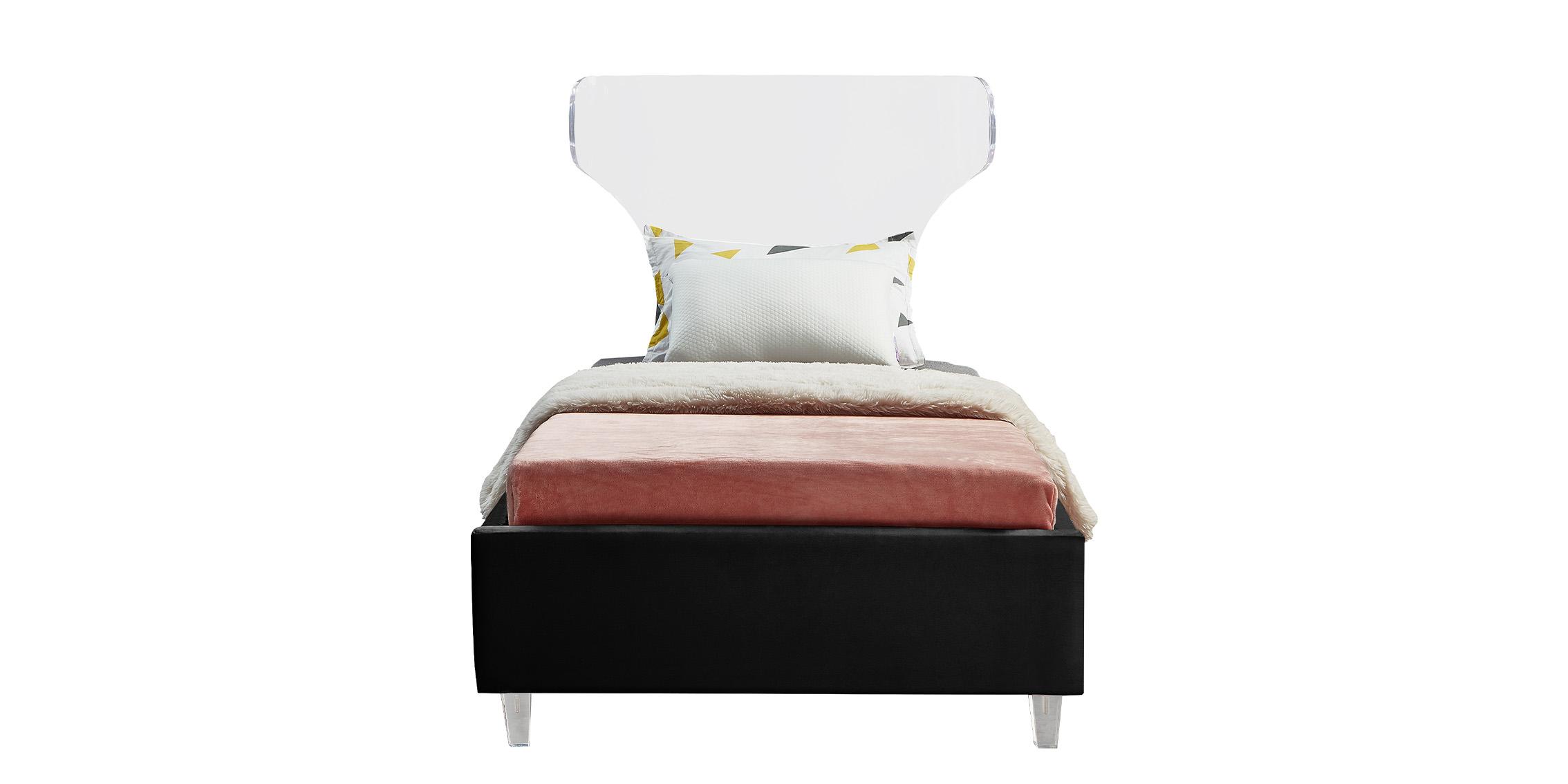 

    
Black Fabric & Acrylic Headboard Twin Bed GHOST Black-T Meridian Contemporary
