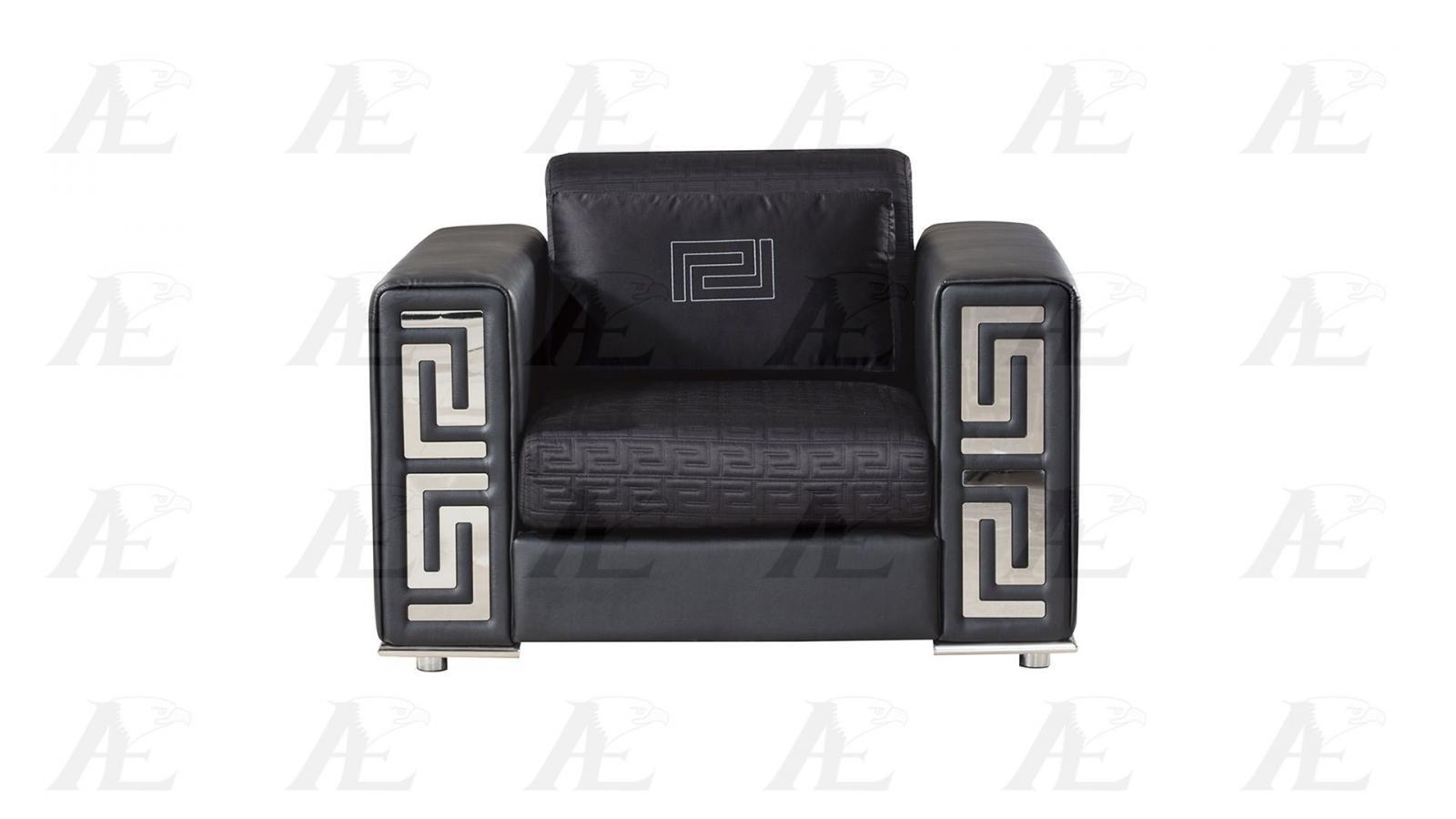 

    
Black Fabric & Faux Leather Sectional Set 3Pcs  AE-L238R-BK American Eagle
