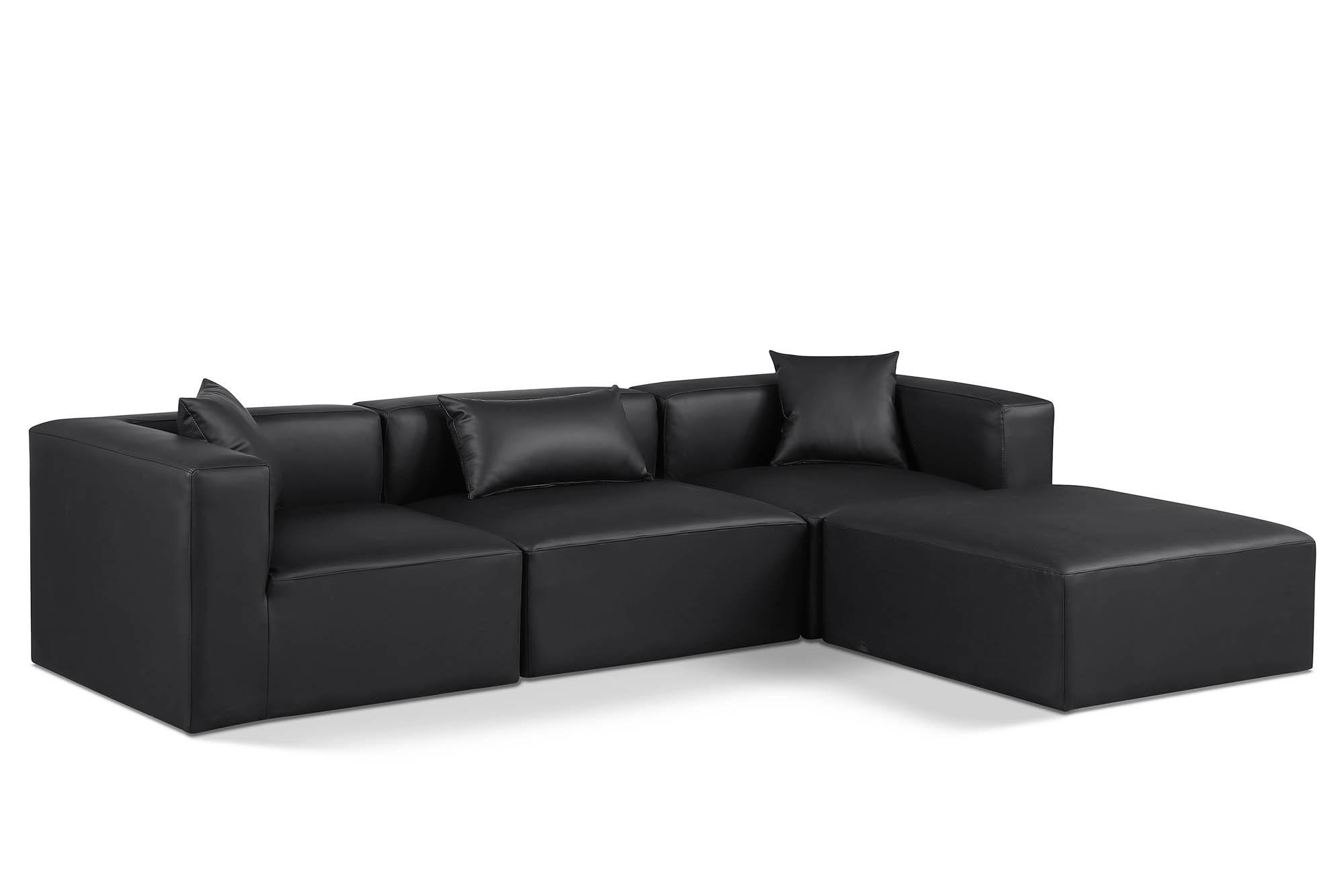 Contemporary, Modern Modular Sectional Sofa CUBE 668Black-Sec4A 668Black-Sec4A in Black Faux Leather