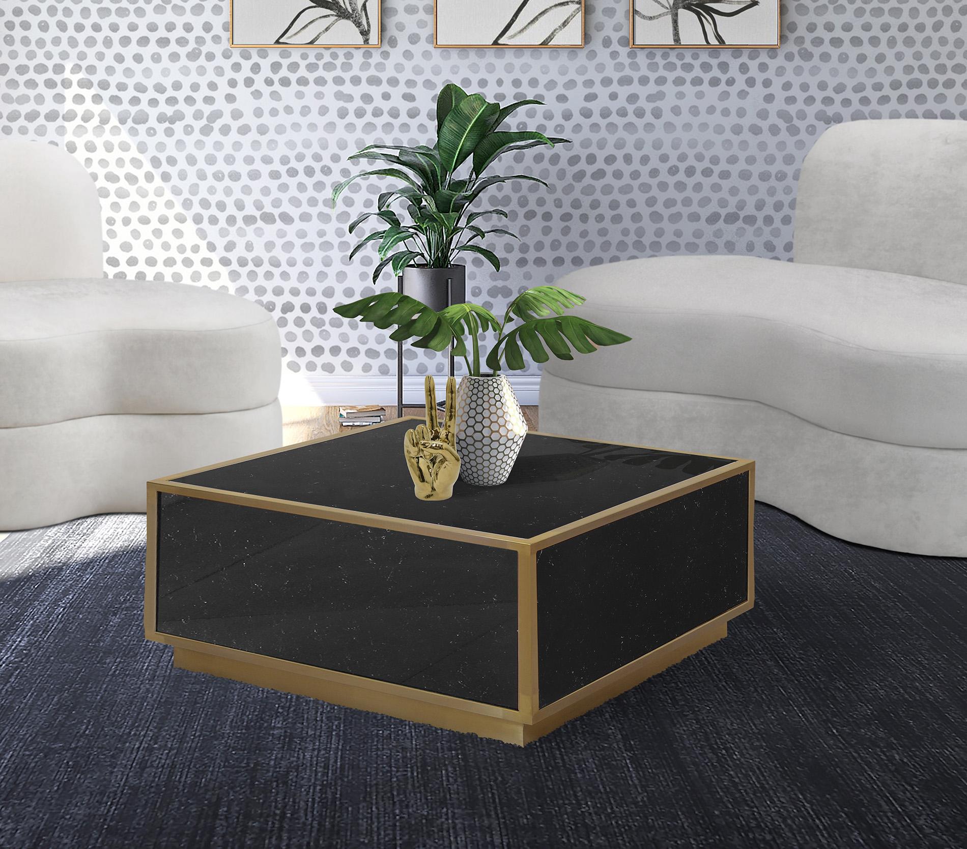 

    
Black Faux Marble & Gold Coffee Table GLITZ 243-CT Meridian Modern Contemporary
